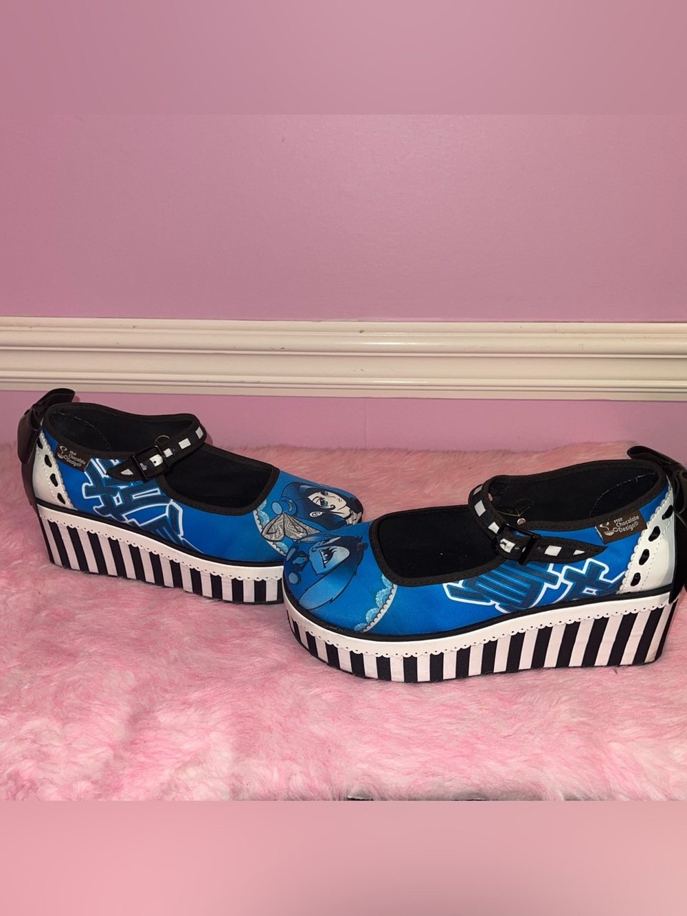 RARE Hot chocolate Design Alice In Wonderland flats Lolita Goth 8 Victorian - Picture 2 of 9